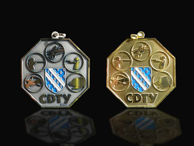 Medailles personnalisees frappees de forme octogonale en or et argent pour la CDTY